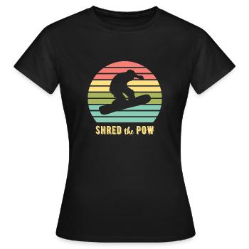 Shred The Pow Snowboarding Vintage Sunset - Women's T-Shirt - black - Front - AI Model Female 172 dark (172cm)