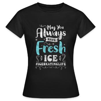 patins à glace patinoire sports danse sur glace - T-shirt Femme - noir - Devant - AI Model Female 172 dark (172cm)