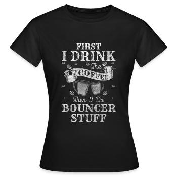 Sicherheitsdienst Stark Breit Funkgerät - Frauen T-Shirt - Schwarz - Vorne - AI Model Female 172 dark (172cm)