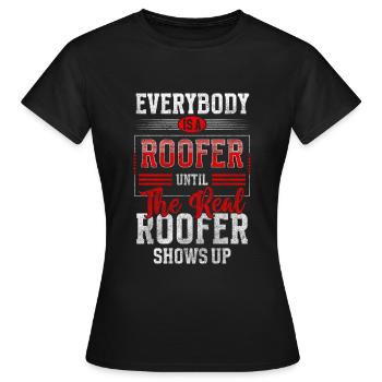 roofer, specialist trade, gutter - Women's T-Shirt - black - Front - AI Model Female 172 dark (172cm)