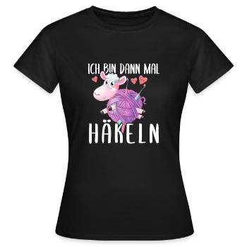Ich Bin Dann Mal Häkeln Süßes Schaf - Frauen T-Shirt - Schwarz - Vorne - AI Model Female 172 dark (172cm)