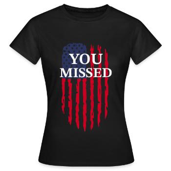 usa you Missed - Women's T-Shirt - black - Front - AI Model Female 172 dark (172cm)