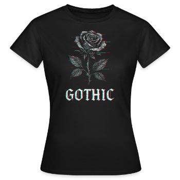 Gothic Rose mit Glitch Effekt - Frauen T-Shirt - Schwarz - Vorne - AI Model Female 172 dark (172cm)