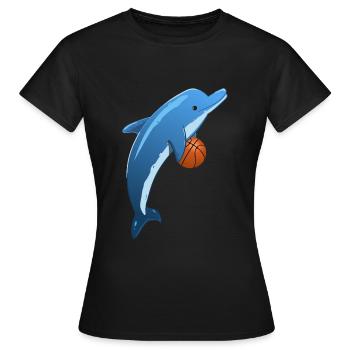Basketball-Sport-Delphin Delphin - Frauen T-Shirt - Schwarz - Vorne - AI Model Female 172 dark (172cm)