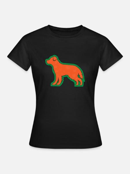 Retriever mit Blättern - Frauen T-Shirt - Schwarz