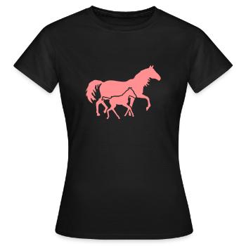 Fohlen mit Stute - Frauen T-Shirt - Schwarz - Vorne - AI Model Female 172 dark (172cm)