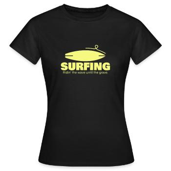 Surfing, gift, gift idea - Women's T-Shirt - black - Front - AI Model Female 172 dark (172cm)