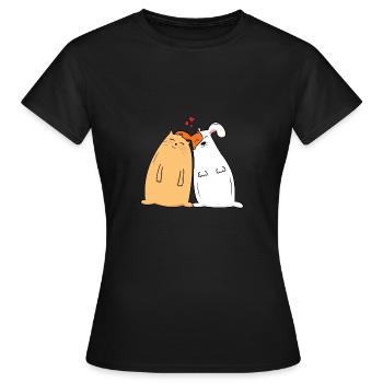 In love! Dog and cat are in love. - Women's T-Shirt - black - Front - AI Model Female 172 dark (172cm)