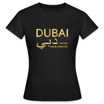 Dubai Gold T-Shirt Vereinigte Arabische Emirate - Frauen T-Shirt - Schwarz - Vorne - AI Model Female 172 dark (172cm)