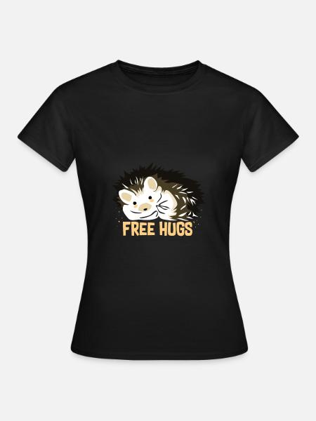 Umarmung Igel - Dame-T-shirt - sort