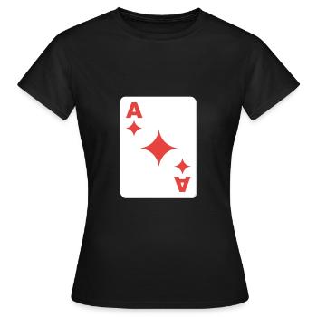 grosse Karo As Spielkarte - Frauen T-Shirt - Schwarz - Vorne - AI Model Female 172 dark (172cm)