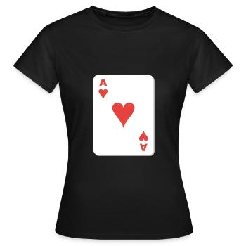 Herz As Spielkarte - Frauen T-Shirt - Schwarz - Vorne - AI Model Female 172 dark (172cm)