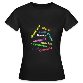 Merci - T-shirt Femme - noir - Devant - AI Model Female 172 dark (172cm)
