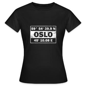 Coordonnées Oslo Capitale Norvège Oslo - T-shirt Femme - noir - Devant - AI Model Female 172 dark (172cm)