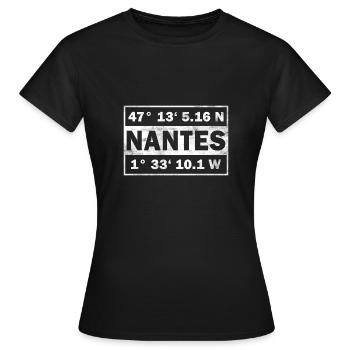 Nantes Koordinaten Stadt Frankreich Nantes - Frauen T-Shirt - Schwarz - Vorne - AI Model Female 172 dark (172cm)