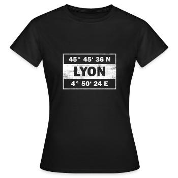 Lyon Koordinaten Frankreich Lyon - Frauen T-Shirt - Schwarz - Vorne - AI Model Female 172 dark (172cm)