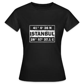Istanbul Coordonnées Ville Turquie Istanbul - T-shirt Femme - noir - Devant - AI Model Female 172 dark (172cm)