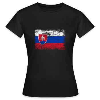 Slowakei Flagge Used Look - Frauen T-Shirt - Schwarz - Vorne - AI Model Female 172 dark (172cm)