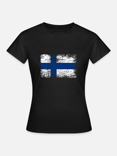 Finnland Flagge Used Look Banner Land Suomi - Frauen T-Shirt - Schwarz