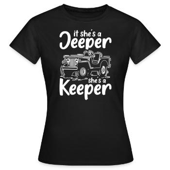 Jeeper et Keeper - T-shirt Femme - noir - Devant - AI Model Female 172 dark (172cm)