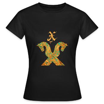 Pignon pour chevaux E 95 x - T-shirt Femme - noir - Devant - AI Model Female 172 dark (172cm)