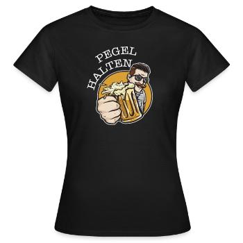 Pegel halten - Party Feiern Kneipe - Frauen T-Shirt - Schwarz - Vorne - AI Model Female 172 dark (172cm)