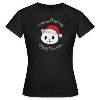 Meowy Christmas - Happy purr Year - Women's T-Shirt - black - Front - AI Model Female 172 dark (172cm)