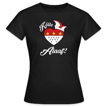 Karneval Kostüm Kölle Alaaf Herz Wappen Köln - Frauen T-Shirt - Schwarz - Vorne - AI Model Female 172 dark (172cm)
