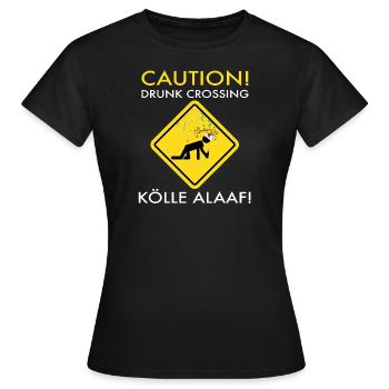 Costume de Carnaval Kölle Alaaf Cologne Attention Ivre - T-shirt Femme - noir - Devant - AI Model Female 172 dark (172cm)