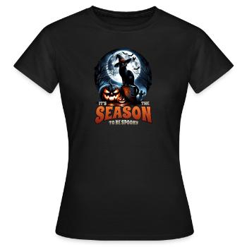 Scaredy Cat No Treats Just Halloween Tricks - Women's T-Shirt - black - Front - AI Model Female 172 dark (172cm)