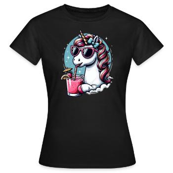 licorne amusante pour célébrer et faire la fête - T-shirt Femme - noir - Devant - AI Model Female 172 dark (172cm)