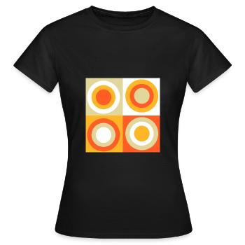 70er Jahre Muster Kreise Kringel - Frauen T-Shirt - Schwarz - Vorne - AI Model Female 172 dark (172cm)