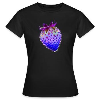 erdbeere.blaue erdbeere,wassertropfen,glas - Frauen T-Shirt - Schwarz - Vorne - AI Model Female 172 dark (172cm)