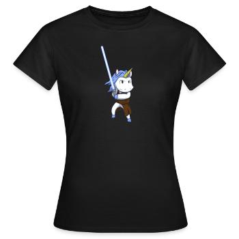 Sabre laser de la licorne spatiale - Licorne du sabre laser - T-shirt Femme - noir - Devant - AI Model Female 172 dark (172cm)