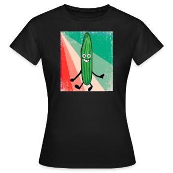 gurke,gurken,gurke,salatgurke,retro - Frauen T-Shirt - Schwarz - Vorne - AI Model Female 172 dark (172cm)
