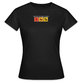 Lustiges Fürz-Aussenseiter-Wortspiel - Orange - Frauen T-Shirt - Schwarz - Vorne - AI Model Female 172 dark (172cm)