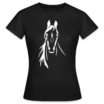 Pferdekopf Herz Pferd Reiterin Pferdesport - Frauen T-Shirt - Schwarz - Vorne - AI Model Female 172 dark (172cm)