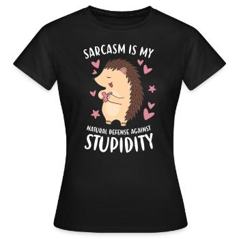 Ma défense naturelle contre la stupidité Hedgehog - T-shirt Femme - noir - Devant - AI Model Female 172 dark (172cm)