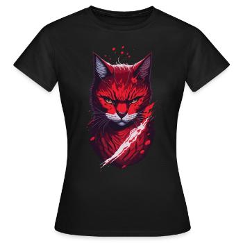 Cat Ninja Dark Evil Grim Cat Art - T-shirt Femme - noir - Devant - AI Model Female 172 dark (172cm)
