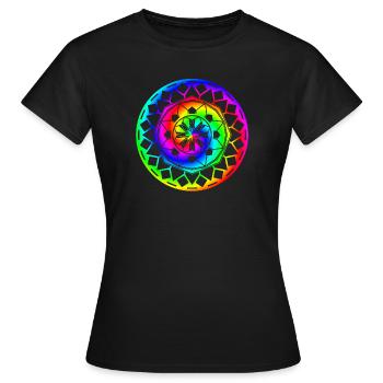 Bunte Regenbogen Mandalas & Sixties Flower Power - Frauen T-Shirt - Schwarz - Vorne - AI Model Female 172 dark (172cm)