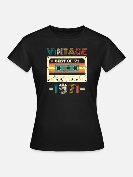 Best Of 1971 Cassette Vintage Retro Anniversaire - T-shirt Femme - noir