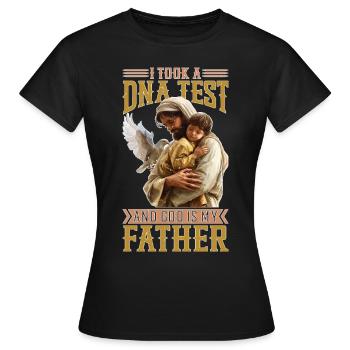 J’ai fait un test ADN et Dieu est mon père 38 - T-shirt Femme - noir - Devant - AI Model Female 172 dark (172cm)
