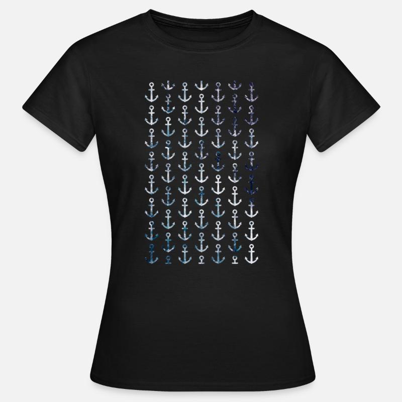 Maritime anchor pattern in vintage style - Women's T-Shirt - black