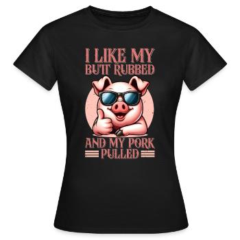 J’aime mon barbecue mais frotté et mon porc effiloché - T-shirt Femme - noir - Devant - AI Model Female 172 dark (172cm)