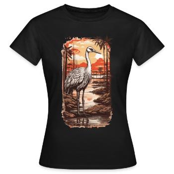 African Stork Aesthetic & Nature Bird Design - Women's T-Shirt - black - Front - AI Model Female 172 dark (172cm)