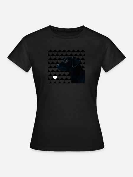 schwarzer Labrador mit Herz - Frauen T-Shirt - Schwarz