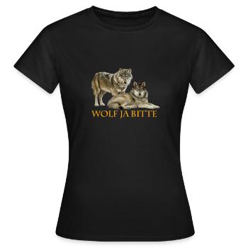 Wolf ja Bitte - Frauen T-Shirt - Schwarz - Vorne - AI Model Female 172 dark (172cm)