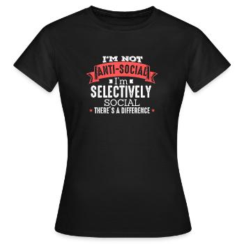 Je ne suis pas anti-social - T-shirt Femme - noir - Devant - AI Model Female 172 dark (172cm)