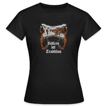 Böllern ist Tradition - Frauen T-Shirt - Schwarz - Vorne - AI Model Female 172 dark (172cm)