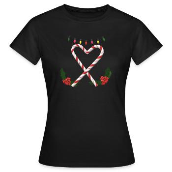 christmas candy love heart wheinachten suessigkeit - Frauen T-Shirt - Schwarz - Vorne - AI Model Female 172 dark (172cm)